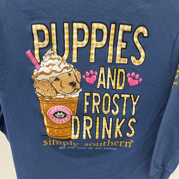 Simply Southern Girl's LG Puppies And Frosty Drinks Long Sleeve Graphic T-shirt - Picture 3 of 7